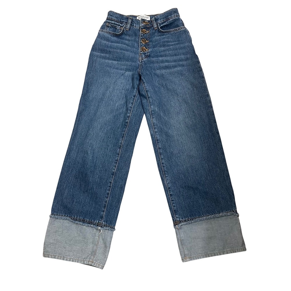 Derek Lam 10 Crosby Simon's Women's Denim Wide Leg Jeans Button Fly Cuffed Sz 25